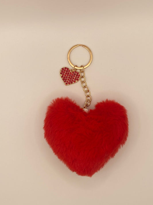 Fluffy Heart Keychain | Krafty As A Mother
